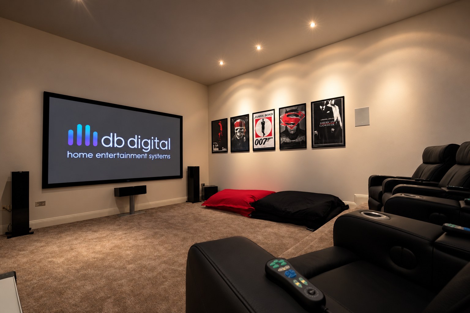 Home cinema with DB Digital on the projection screen