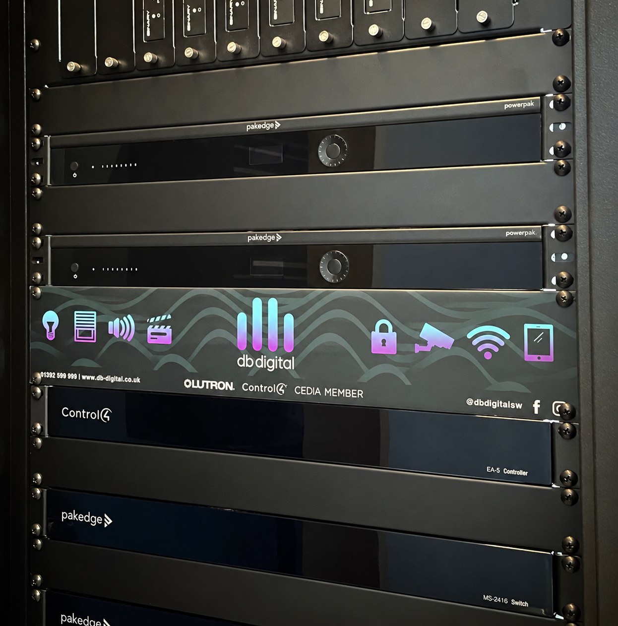 Organised home technology equipment rack