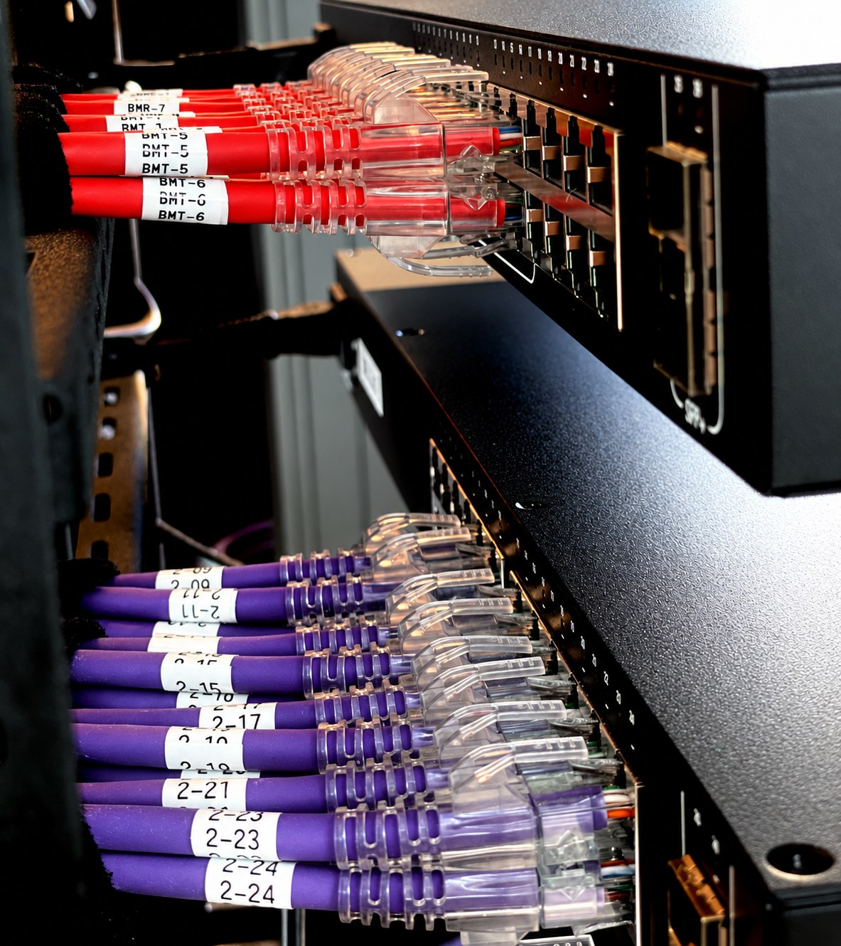 Structured network cabling and patch panels
